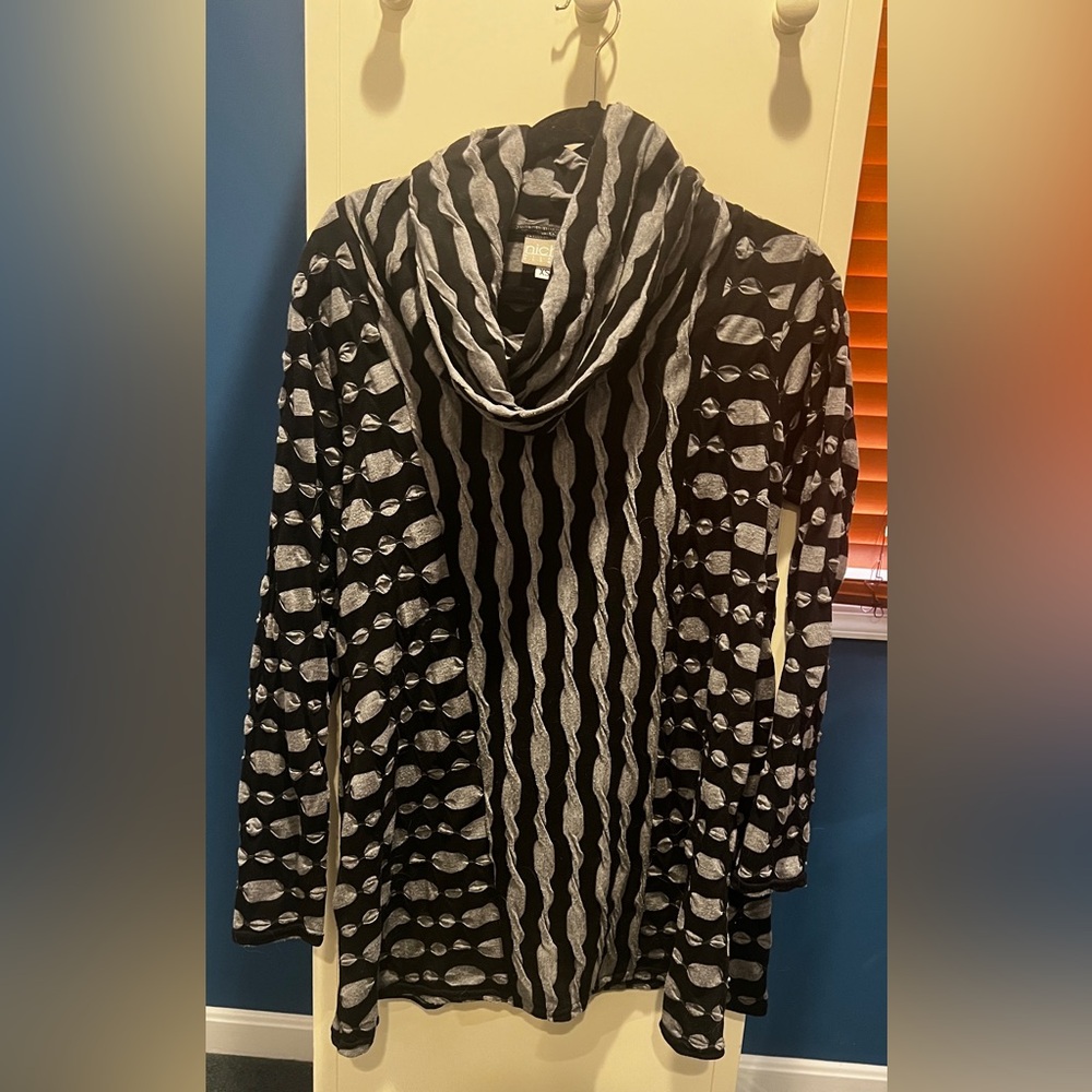 Niche Black and Gray Cowl Neck Top